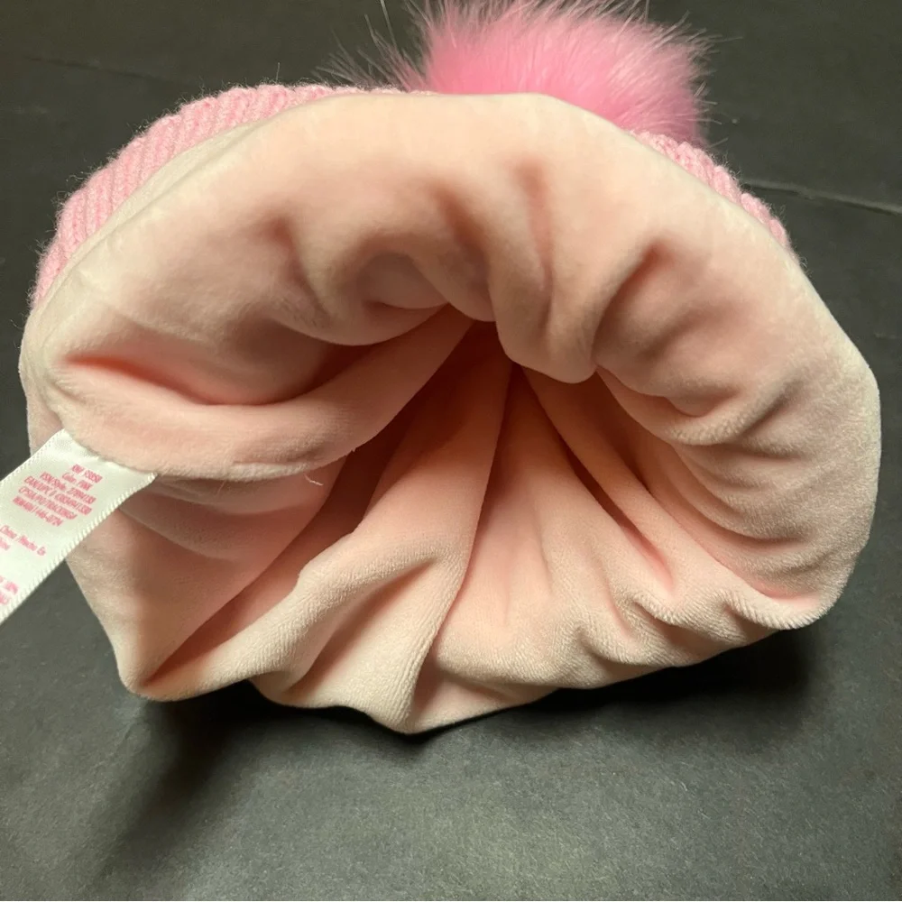 2 Justice Girls Y2K Beanies Quilted‎ Metallic Puffer Pom Pom Faux Fur Hats